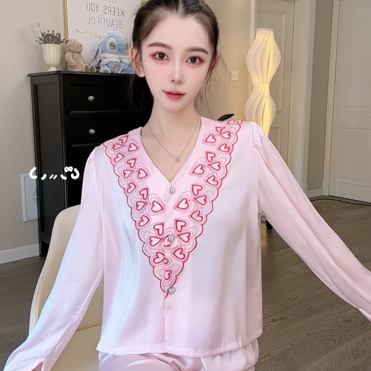 SIEOYJIEA/私迹大榕家viki【心动记号】女款时尚气质长袖家居服套装
