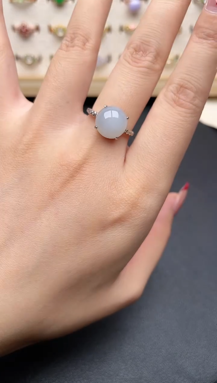 【闪购商品】翡翠戒指银S925镶嵌一物一证一礼盒