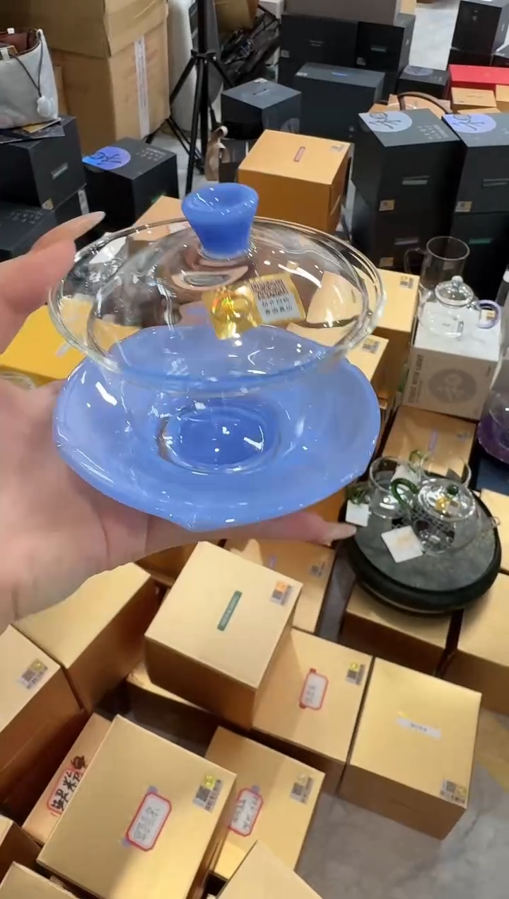@@禾器荷叶盖碗雾蓝玉