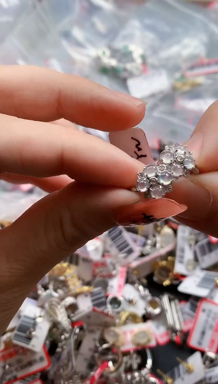 银S925镶嵌戒指翡翠天然A货缅甸翡翠