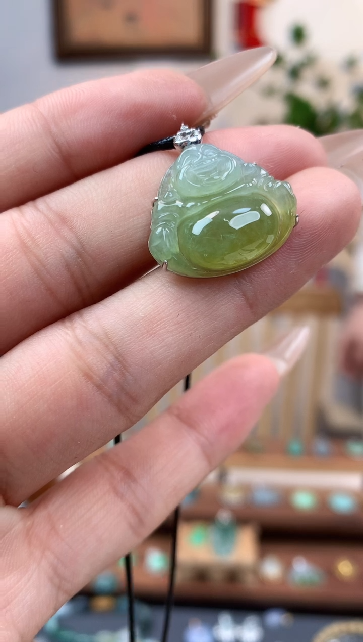 【闪购商品】翡翠吊坠(不含链)18K金镶嵌佛公