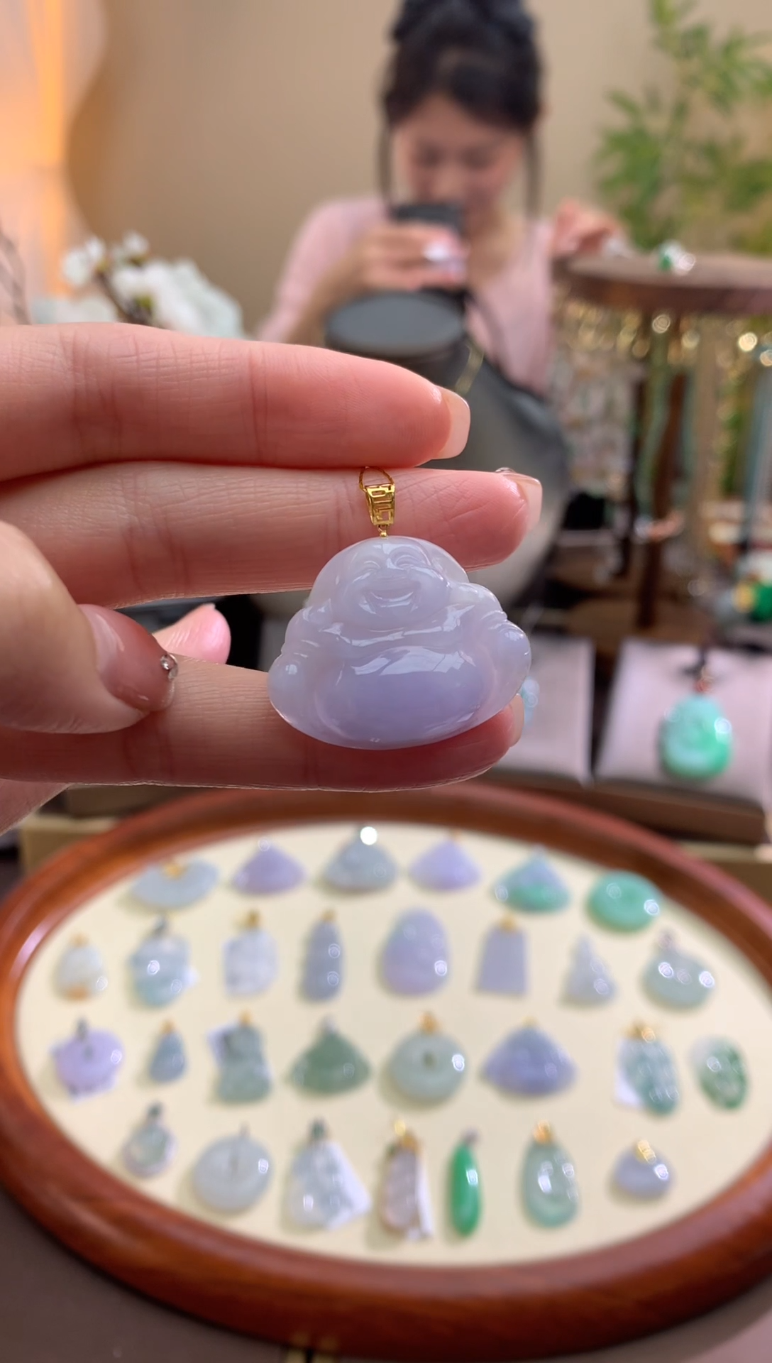 【闪购商品】翡翠颈饰18K金镶嵌佛公