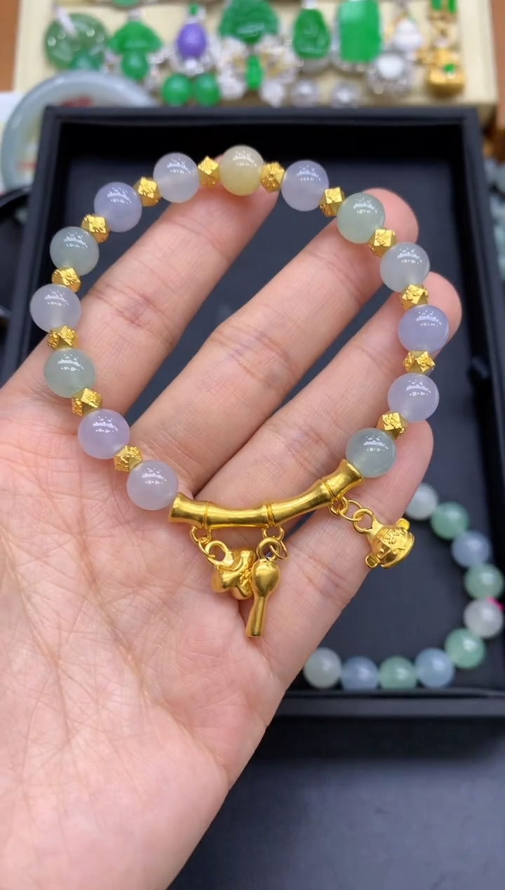 足金镶嵌手链翡翠469-中国好珍宝