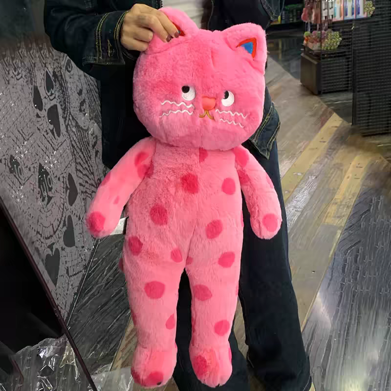 波点猫玩偶女生睡觉抱枕可爱猫毛绒玩具娃娃公仔可爱生日礼物猫咪