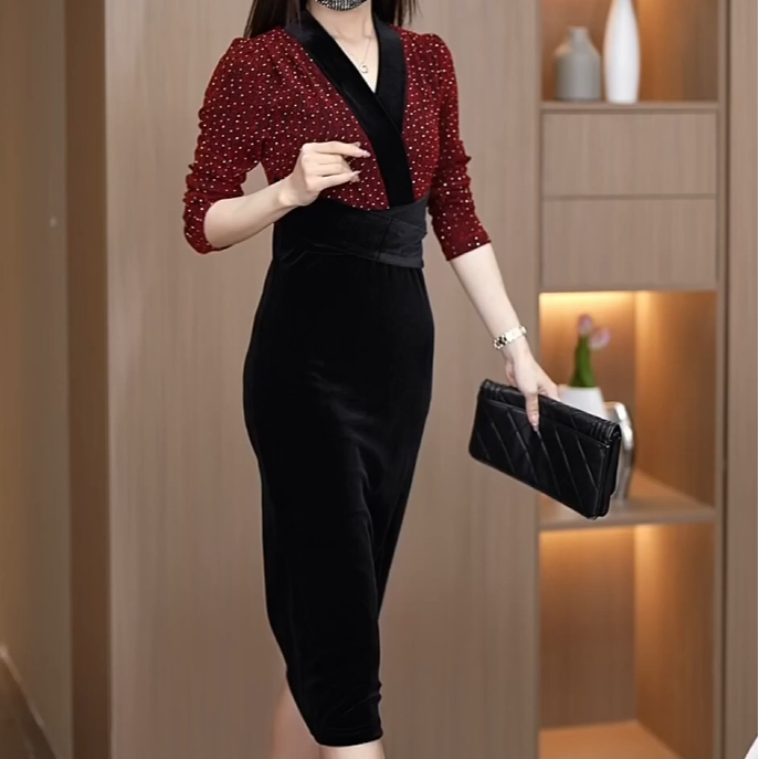 气质显瘦女人味连衣裙套装Q191531