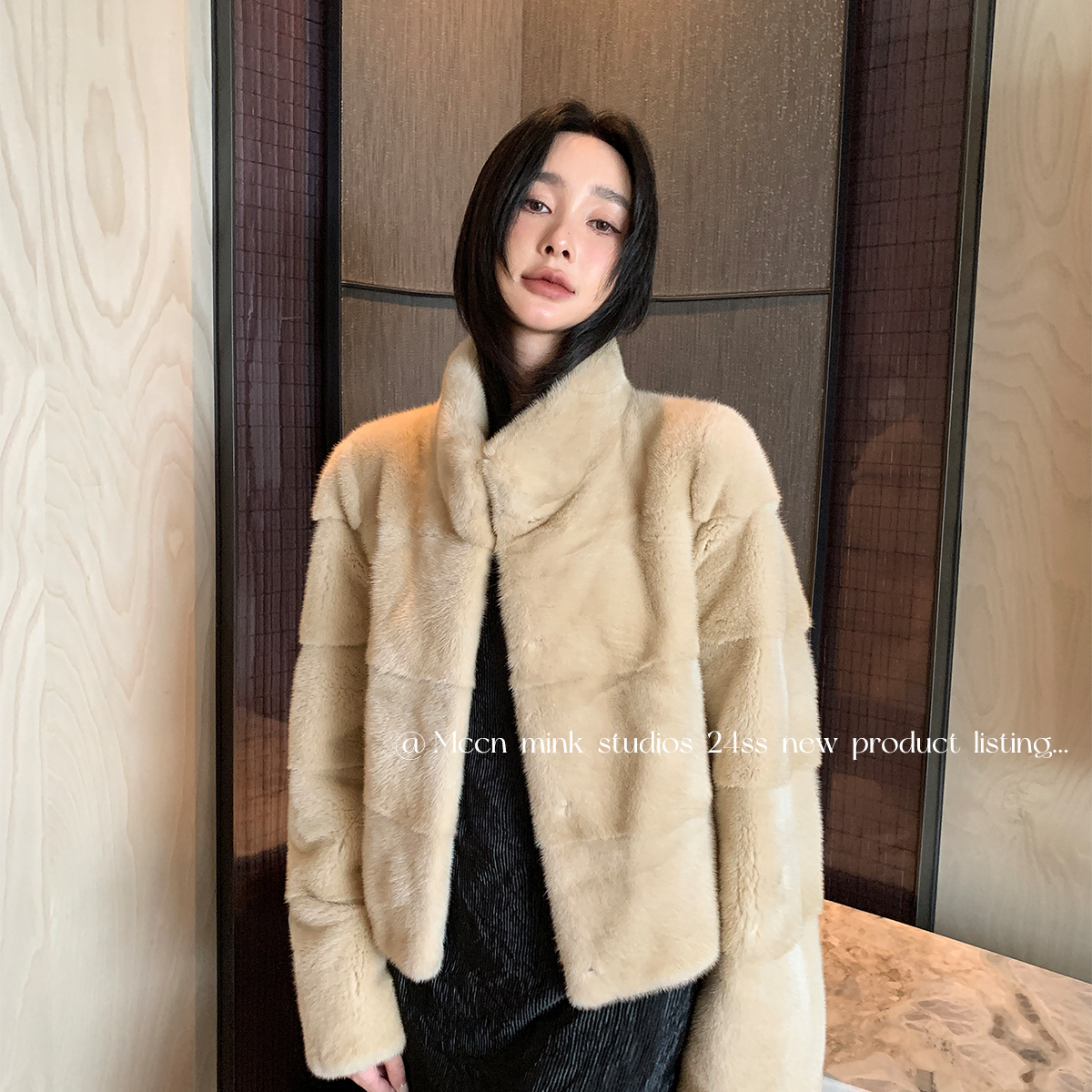 【婷婷】新款天鹅绒级进口水貂外套整貂秋冬横排气质大衣女