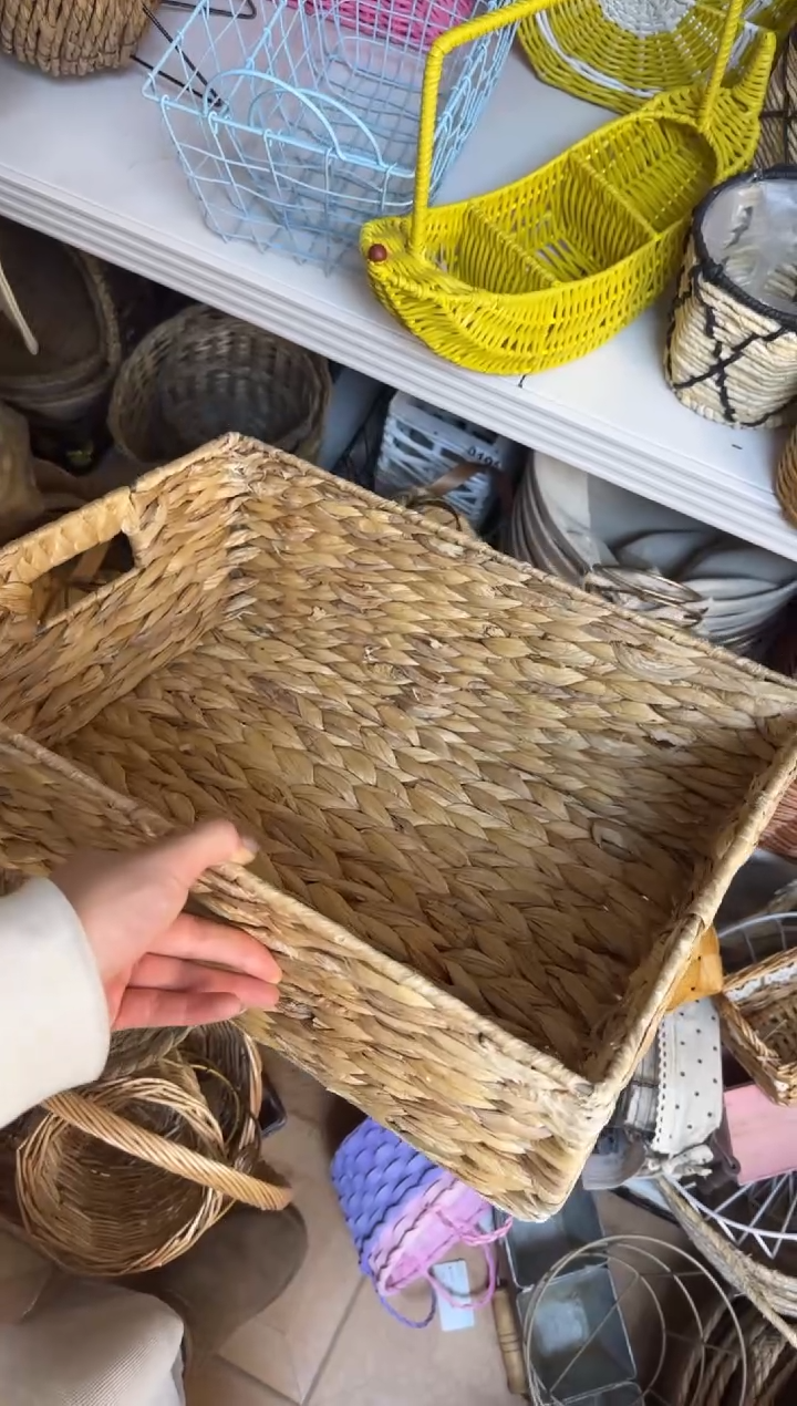 微瑕捡漏长方形葫芦草编织筐