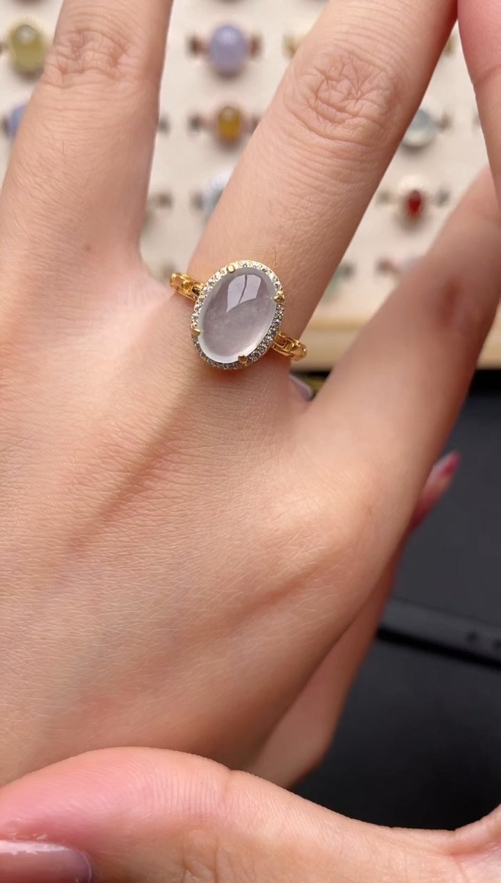 【闪购商品】翡翠戒指银S925镶嵌一物一证一礼盒