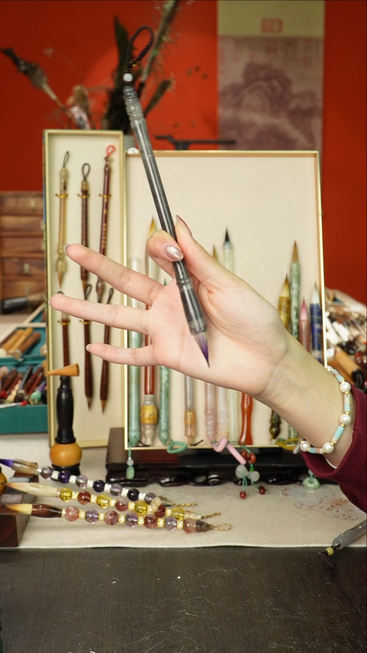 273号闪孤品高货毛笔链接 清水试笔 蘸墨不退