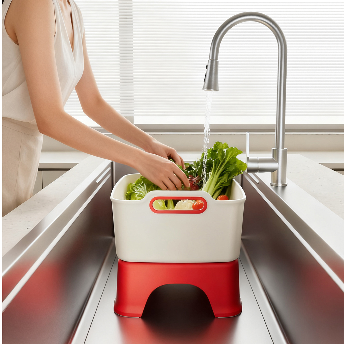 厨房沥水盆加高洗菜盆免弯腰家用洗碗筷沥水篮厨房神器洗水果盆
