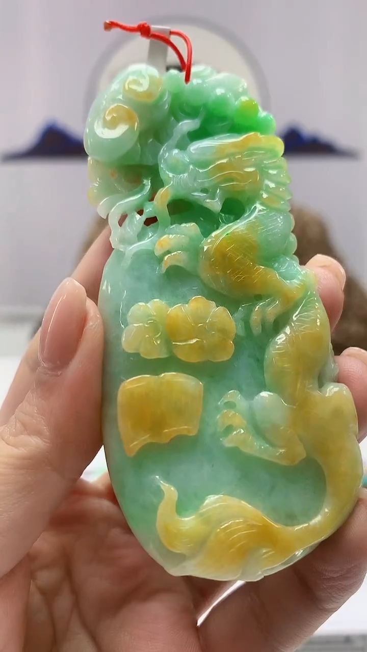 【闪购商品】定制翡翠未镶嵌4812ms-毛货194龙牌赠珠链