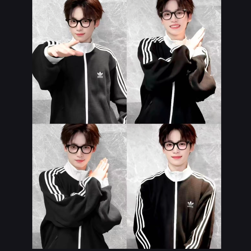 Adidas 三叶草KNIT TRACK TOP华夫格立领运动宽松夹克外套 KC2619