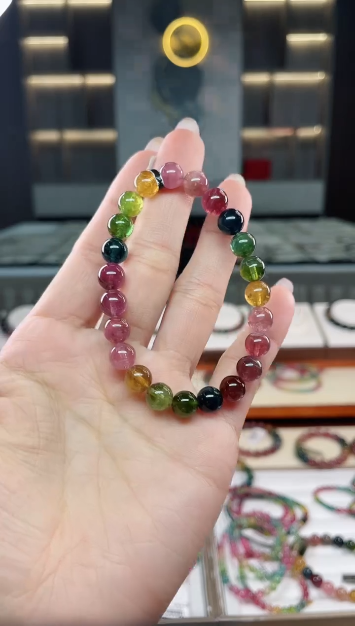 未镶嵌老矿碧玺单圈手串8mm+碧玺（多样性发一条）T