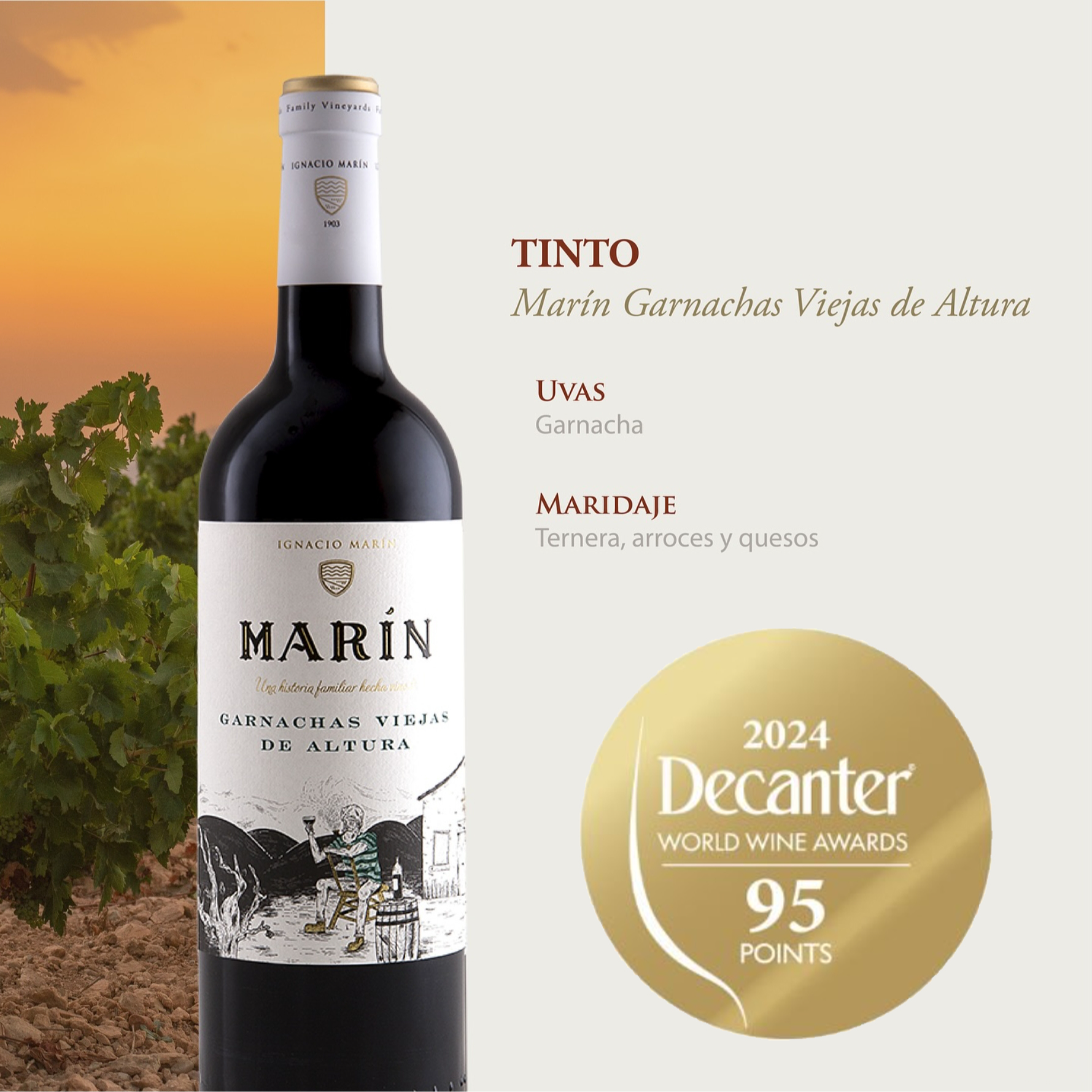 【原瓶进口】马琳酒庄Vinstokken经典之作歌海娜高山老藤干红葡萄酒