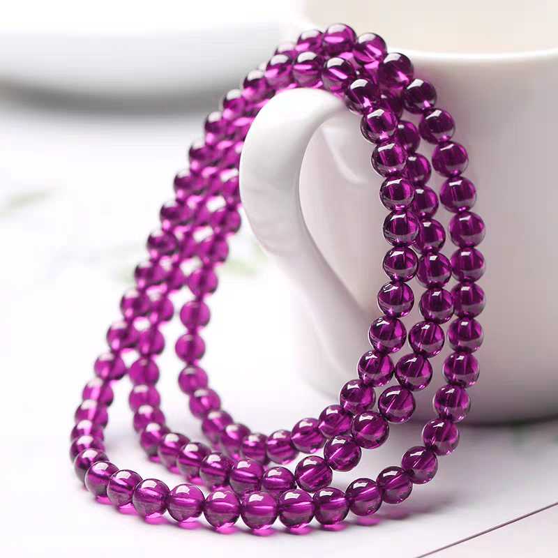 天然巴西紫牙乌石榴石佛珠手链女全净体3.5m