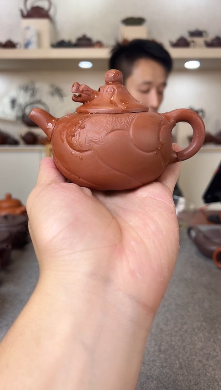 茶壶紫砂鱼化龙  清水泥 半手工