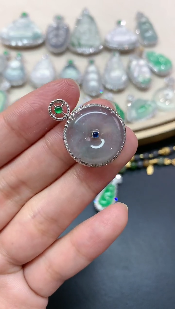 【闪购商品】翡翠吊坠(不含链)18K金镶嵌A372|4800