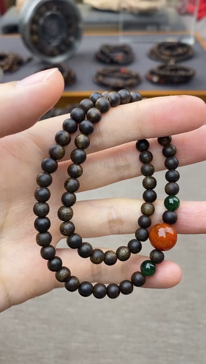 【闪购商品】沉香手串越南顺化紫棋糖结料0.5双圈沉水＋配饰