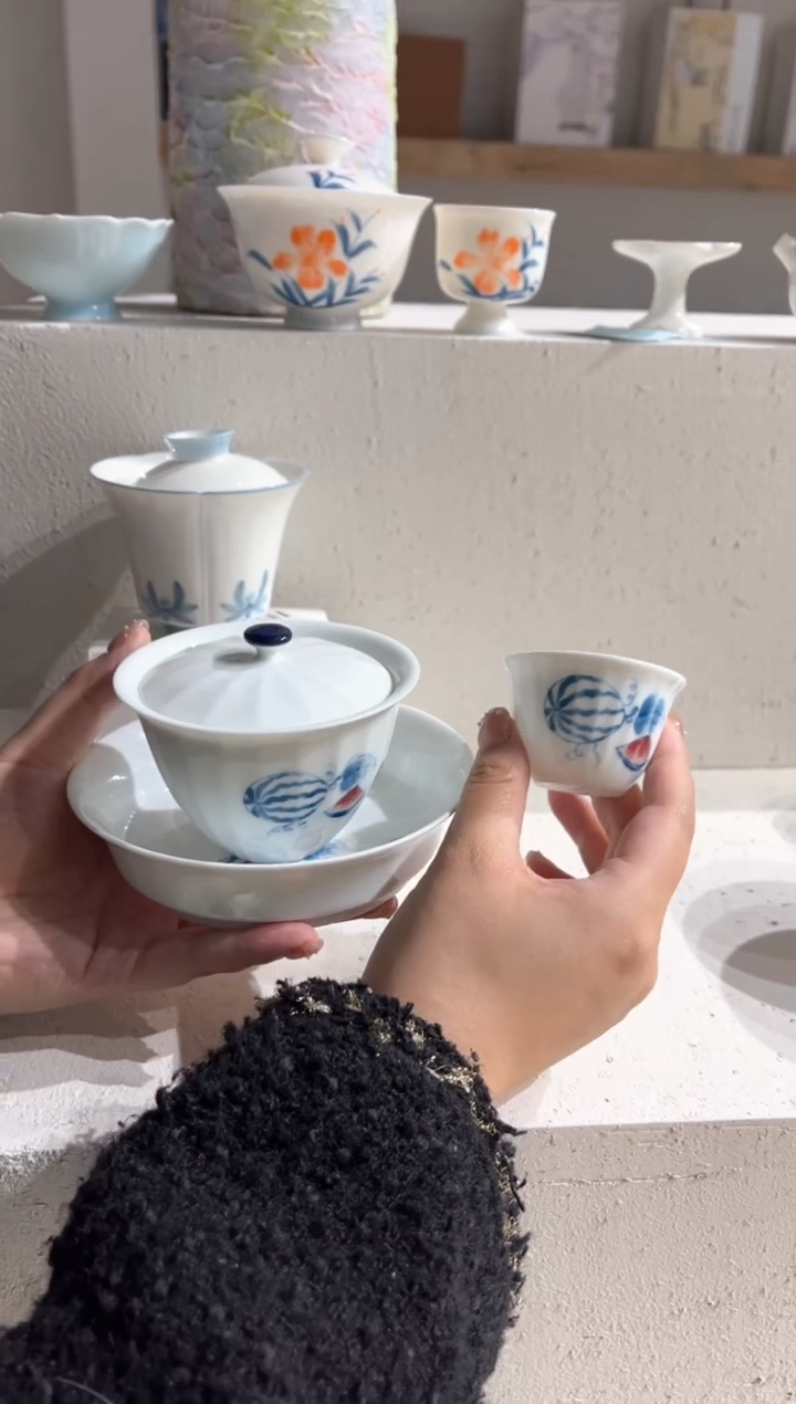 【闪购商品】青己-消暑图-楚今盖碗+杯*2+壶承