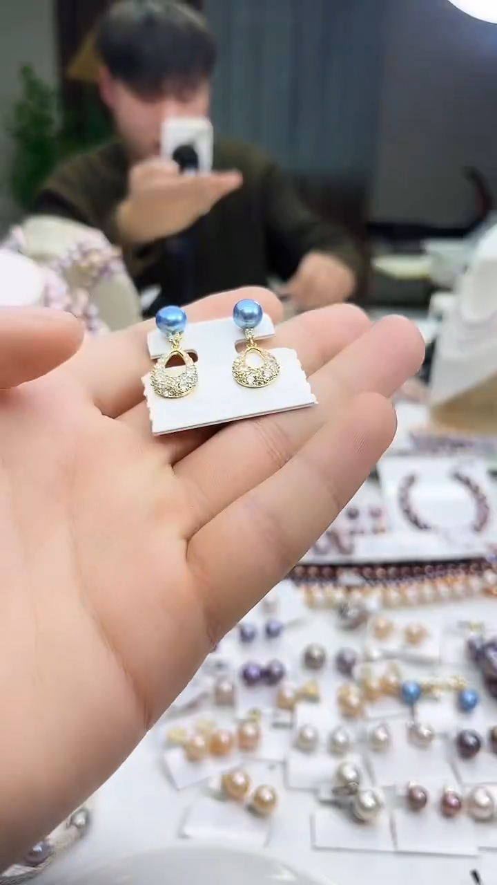 未镶嵌耳饰淡水珍珠7mm蓝雪耳饰（多样性发一）