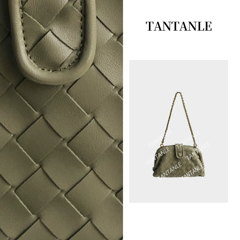 高定单肩斜跨时尚百搭气质质感经典女包（B洞绿色编织包）