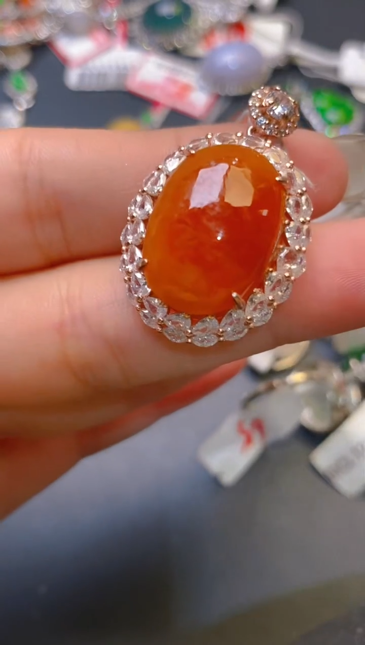 【闪购商品】翡翠耳饰银S925镶嵌天然A货翡翠1