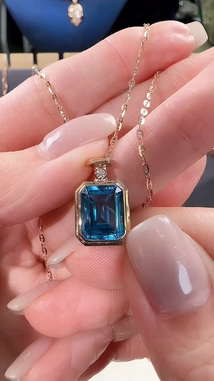 定制石榴石吊坠不含链18K金镶嵌18K金香水瓶掉最