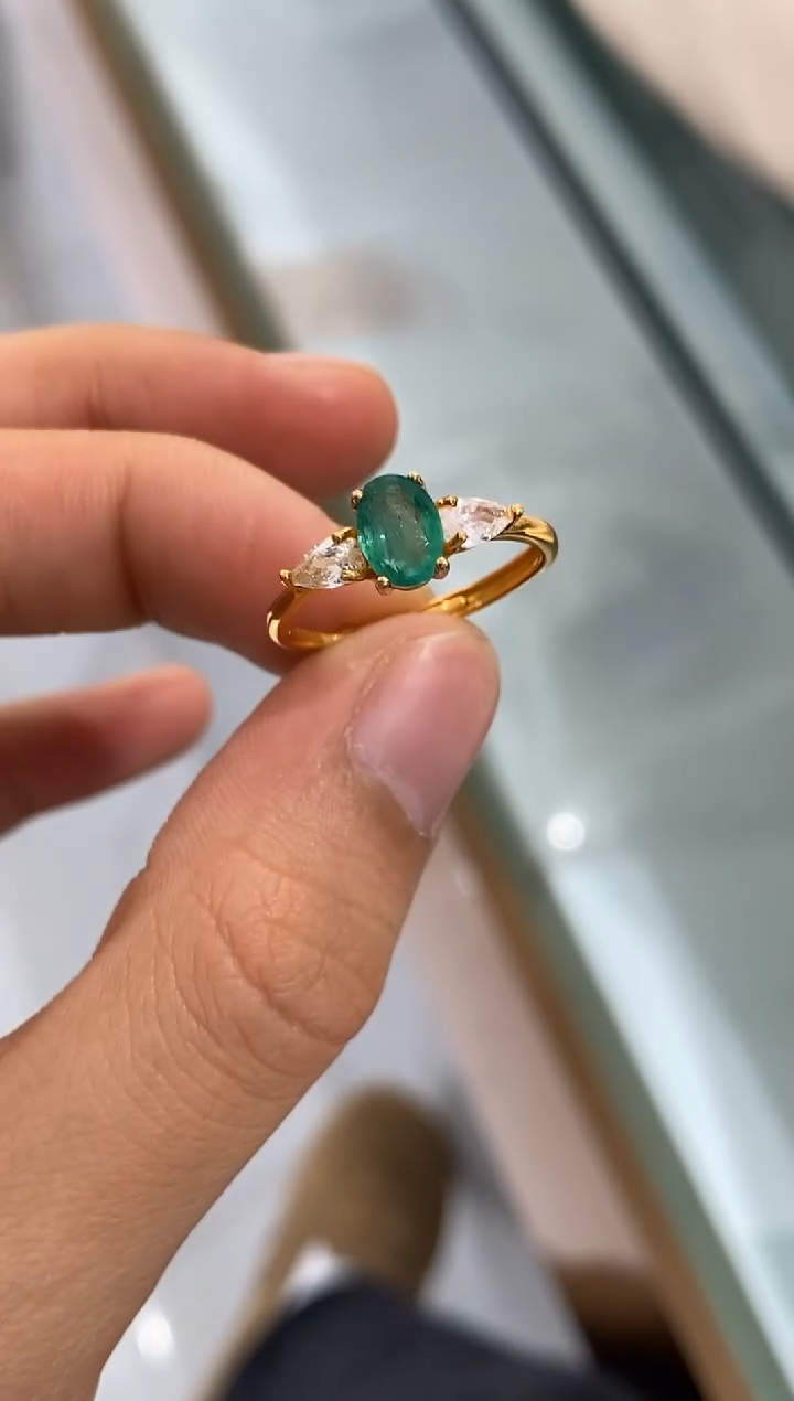 银S925镶嵌戒指祖母绿戒指