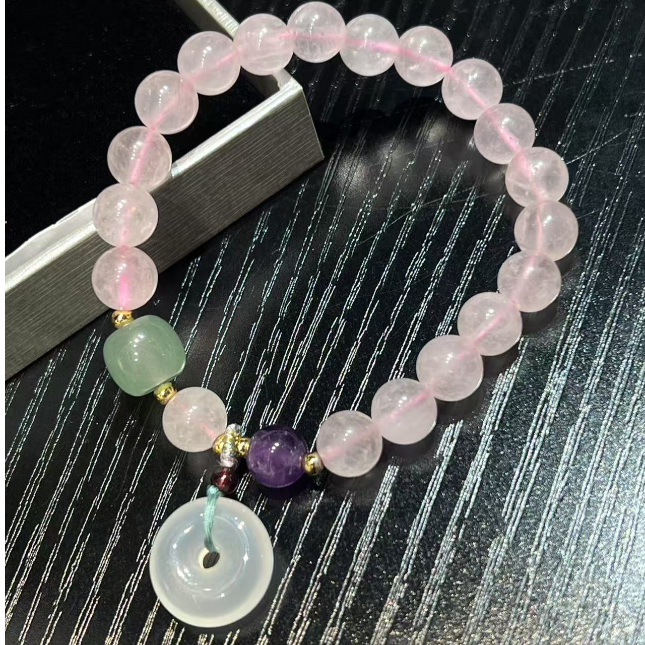 可爱风少女风粉红色水晶8M极简风金单圈冰透百搭