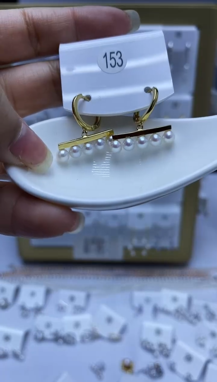 银S925镶嵌耳饰淡水珍珠153