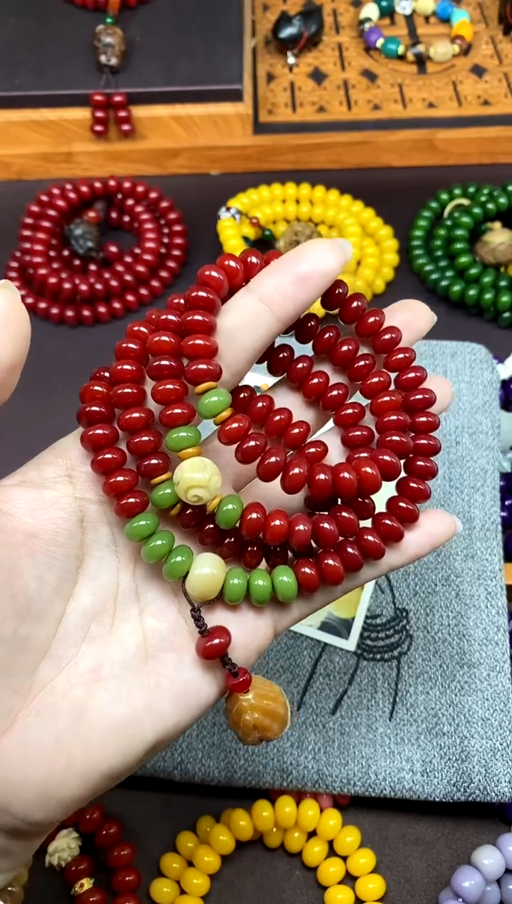 白玉菩提手串红菩提小米珠三圈款fs手串