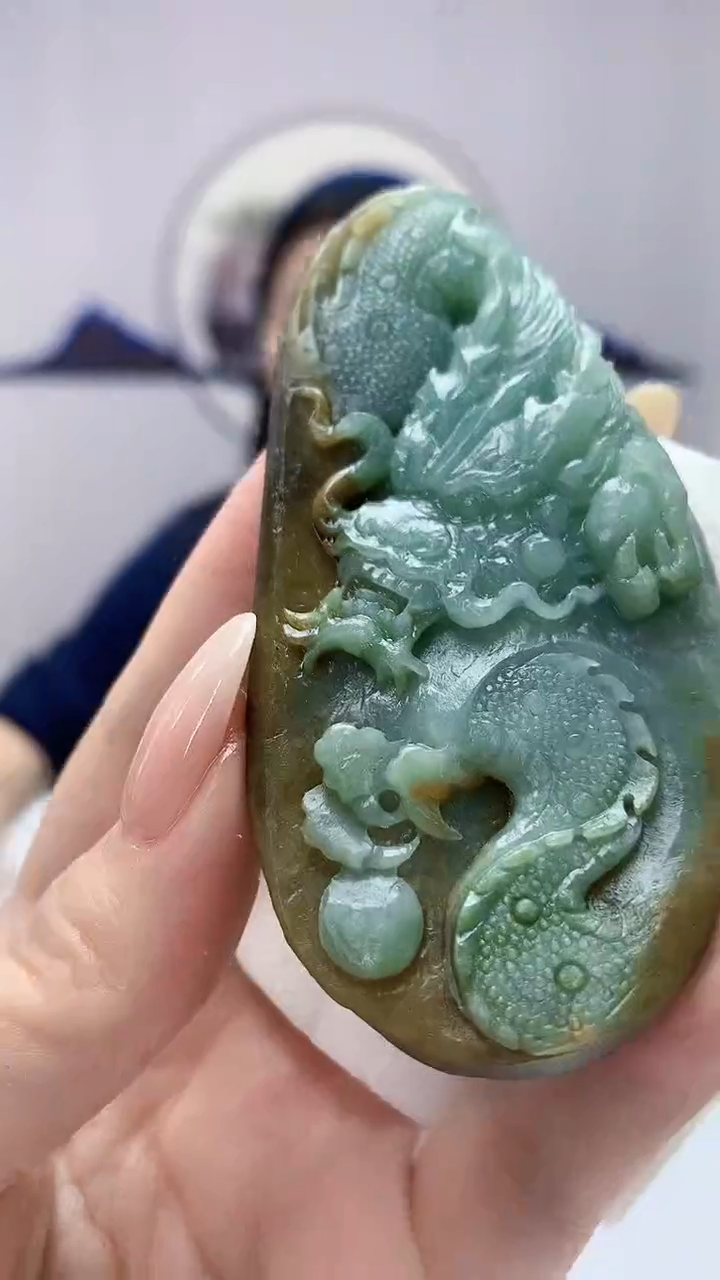 【闪购商品】定制翡翠未镶嵌0405DD-毛货挂件龙牌19