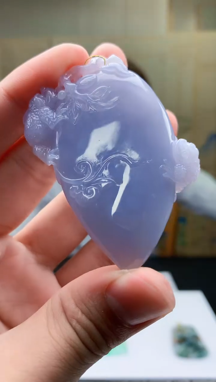 【闪购商品】定制翡翠未镶嵌4868bb-毛货挂件65