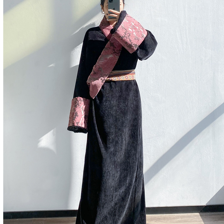 冬装新款藏式藏服藏装西藏藏族民族服装康巴女士加绒保暖传统藏袍