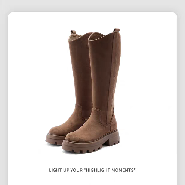 ST09休闲风女靴简约高跟短筒时尚雪地靴保暖女款冬季百搭加绒加厚