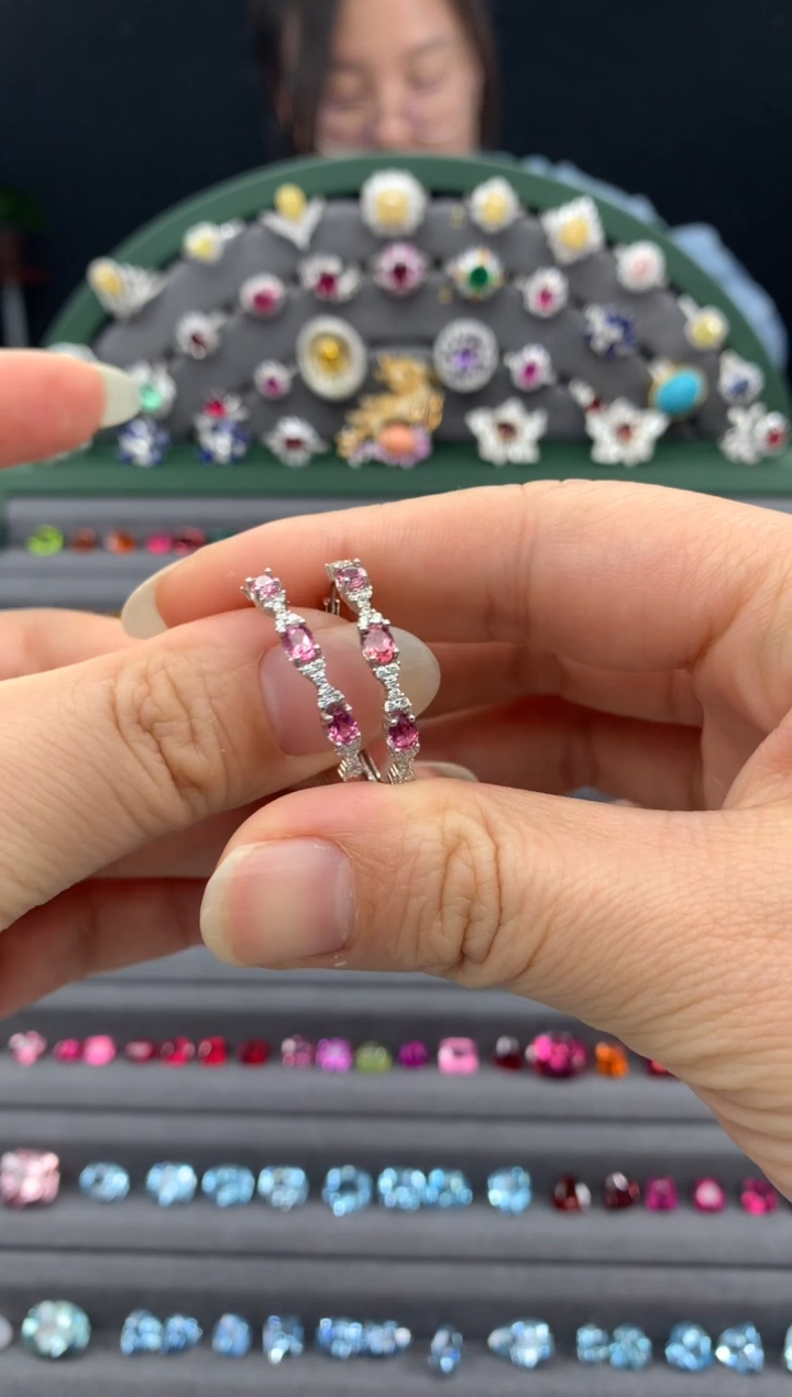 【闪购商品】碧玺耳环银S925镶嵌碧玺