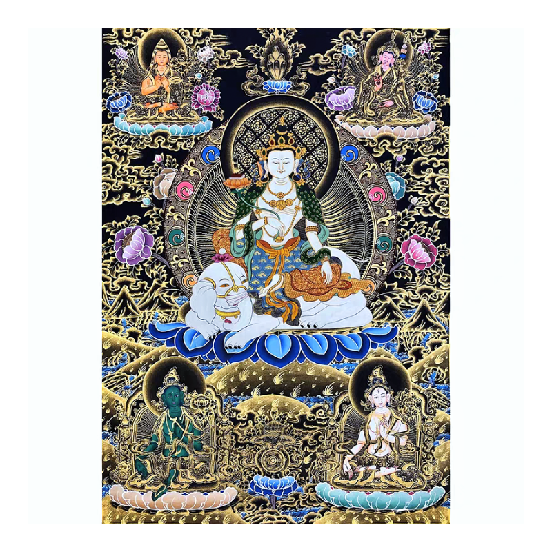 DMC十字绣客厅-收藏级黑金唐卡普贤菩萨2025爆款十字绣挂画新款