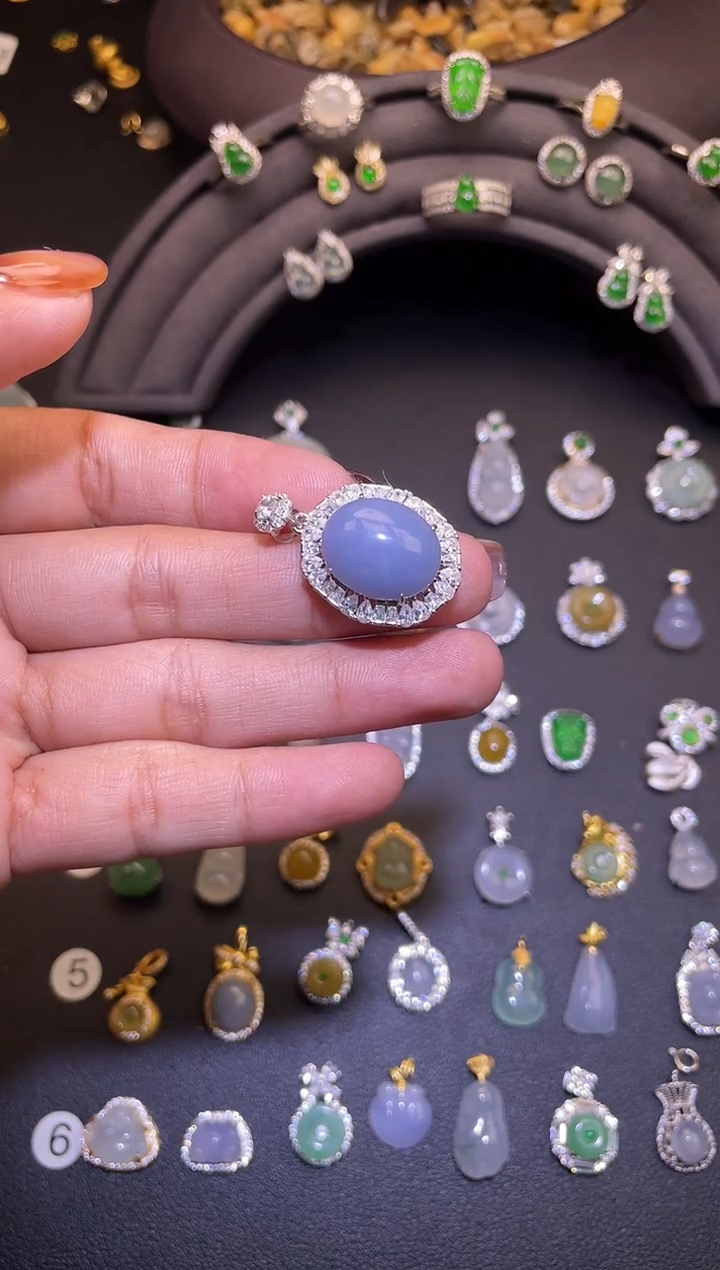 吊坠(不含链)银S925镶嵌翡翠1