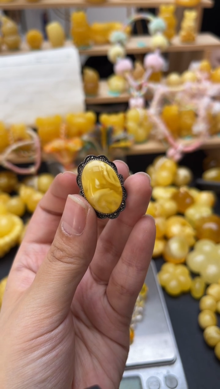 琥珀银S925镶嵌珠宝奇石缀*140琥珀蜜蜡微瑕拍2发1