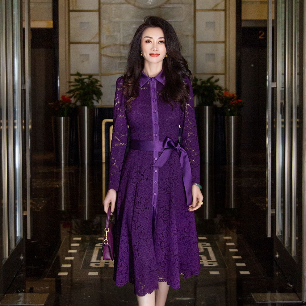 EDFNOT/杨红霞汝意FS海妖紫蕾丝风衣/FS-F23042