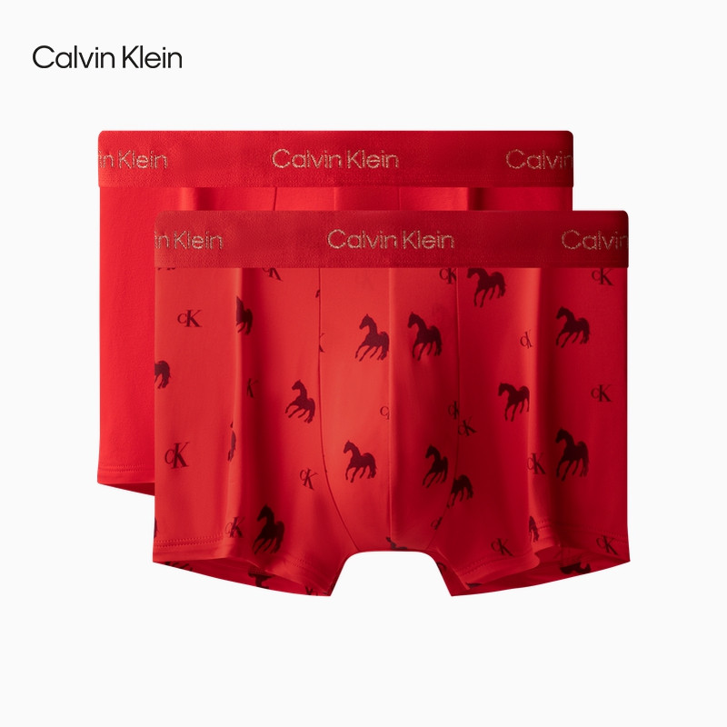 【马年系列】CK内衣25秋冬新款男士两条本命年新年红棉质平角内裤