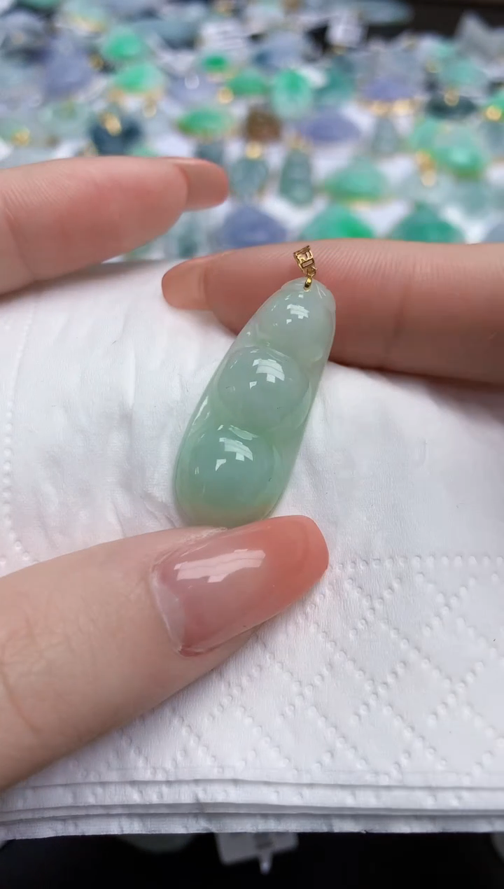 【闪购商品】翡翠颈饰18K金镶嵌天然缅甸翡翠A货