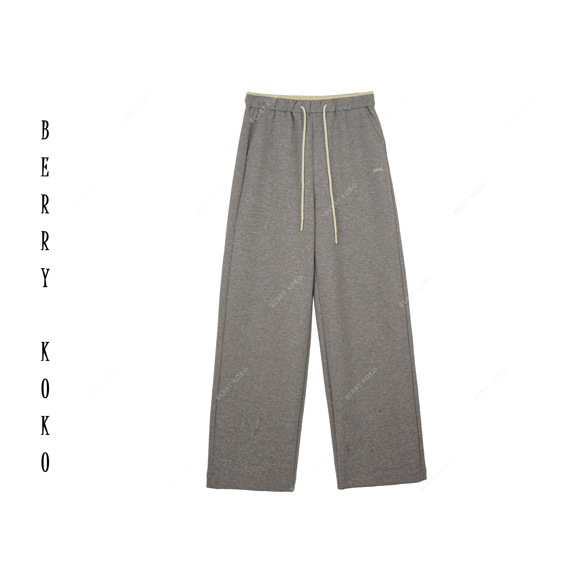 2025早春薄款抽绳百搭阔腿撞色腰头直筒裤宽松高级运动慵懒HK67