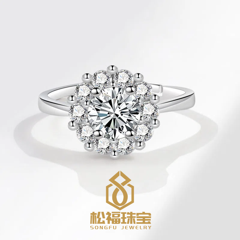 925银莫桑石戒指 欧美风女款【艾莎公主】银戒结婚轻奢经典不掉色