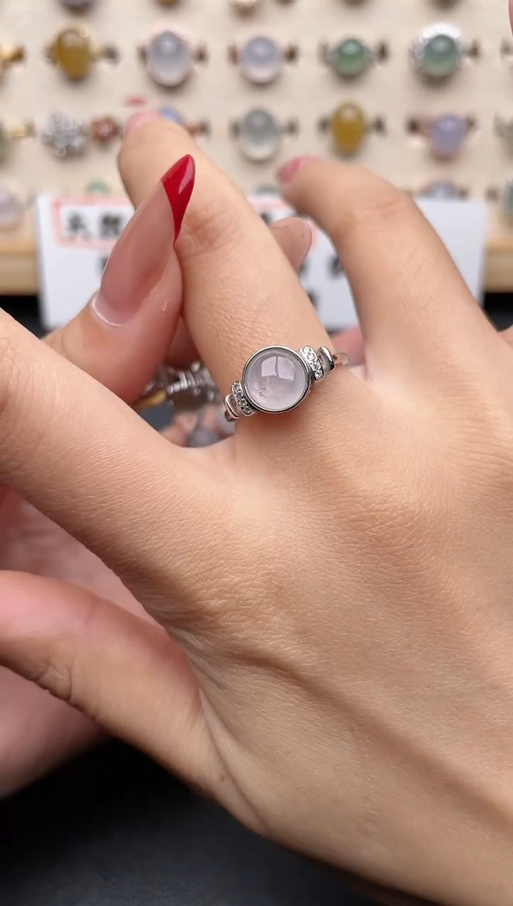 【闪购商品】翡翠戒指银S925镶嵌一物一证一礼盒