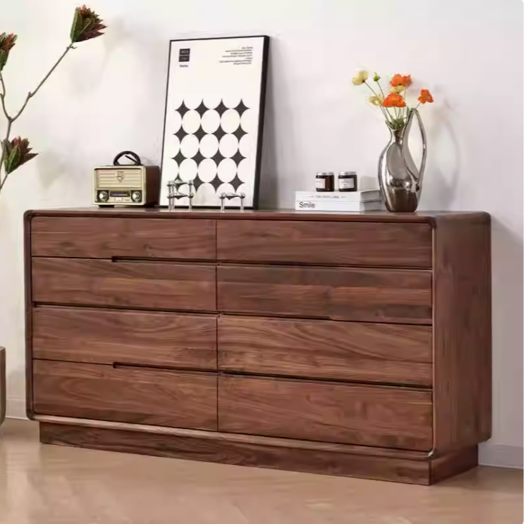 北美黑胡桃木八斗柜简约现代纯实木抽屉柜客厅卧室边柜储物柜家具