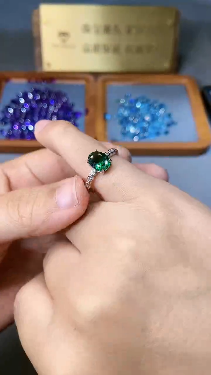 【闪购商品】透辉石戒指银S925镶嵌354