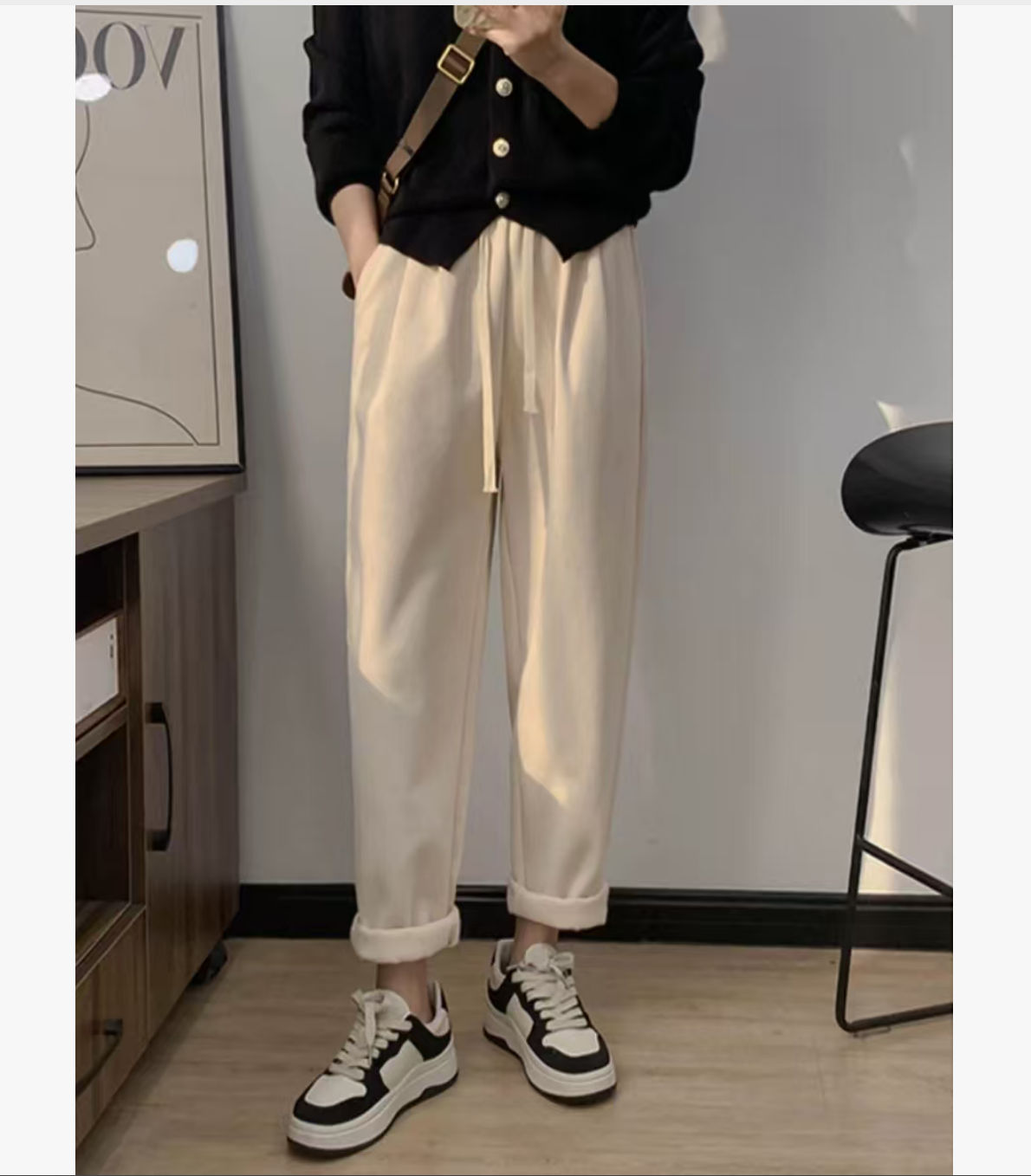 Q25 92307 新款简约百搭高腰宽松显瘦阔腿休闲裤女
