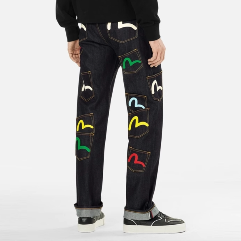 EVISU 2024年冬季 男士海鸥印花口袋牛仔裤2EAHTM4JE125600DN