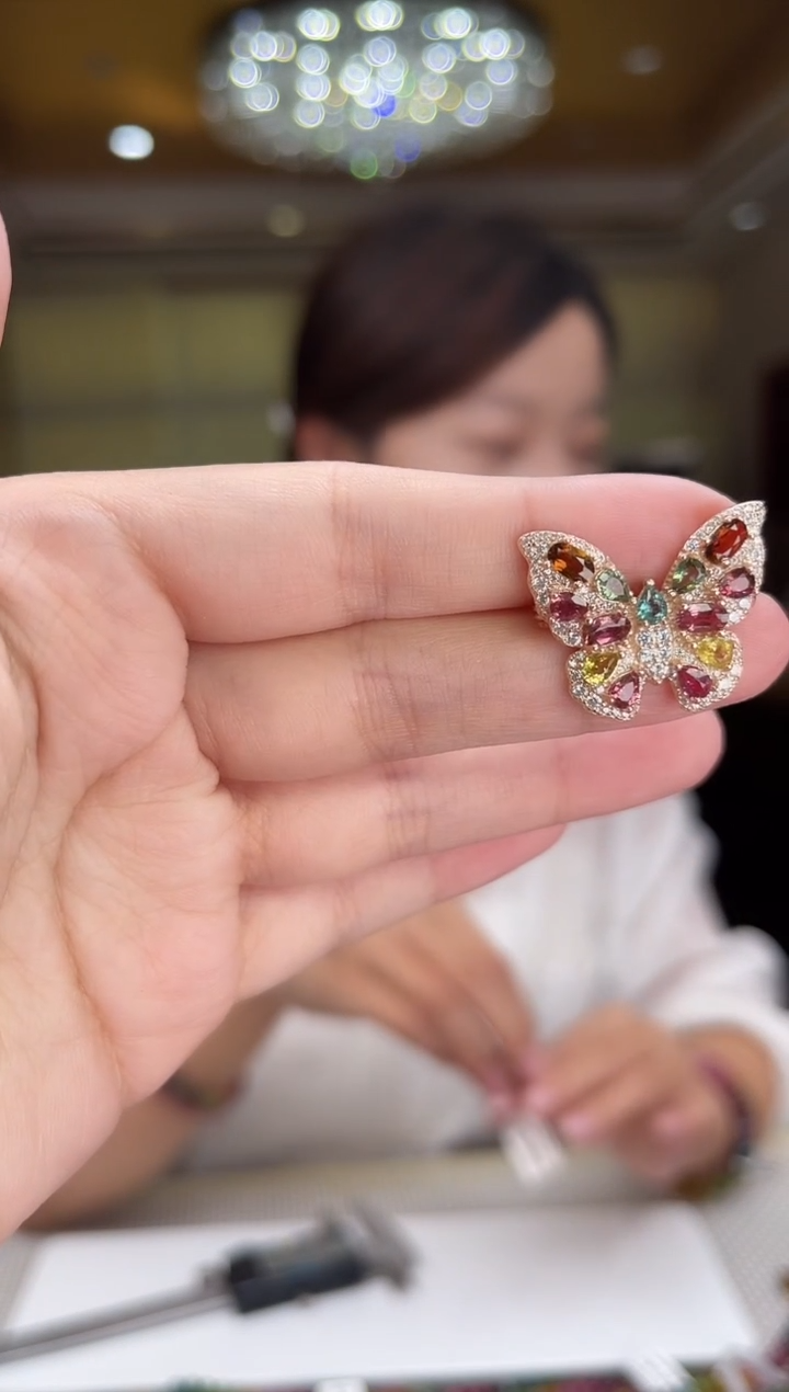 银S925镶嵌/碧玺胸针多样性发货